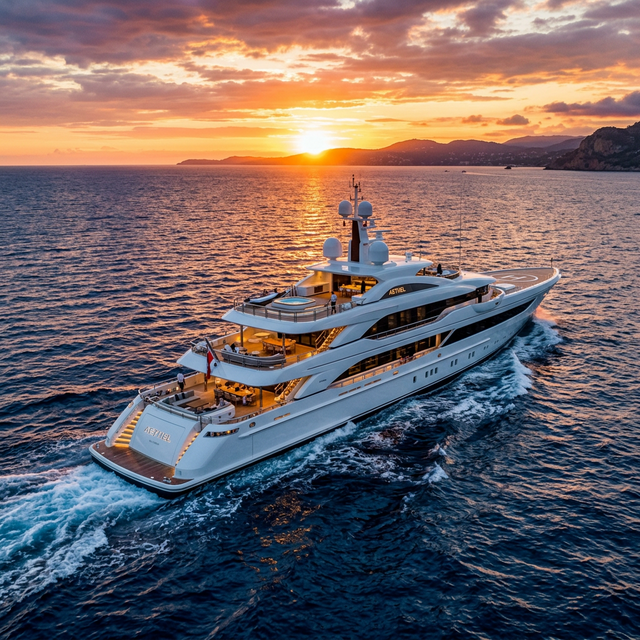 Luxury superyacht at sea