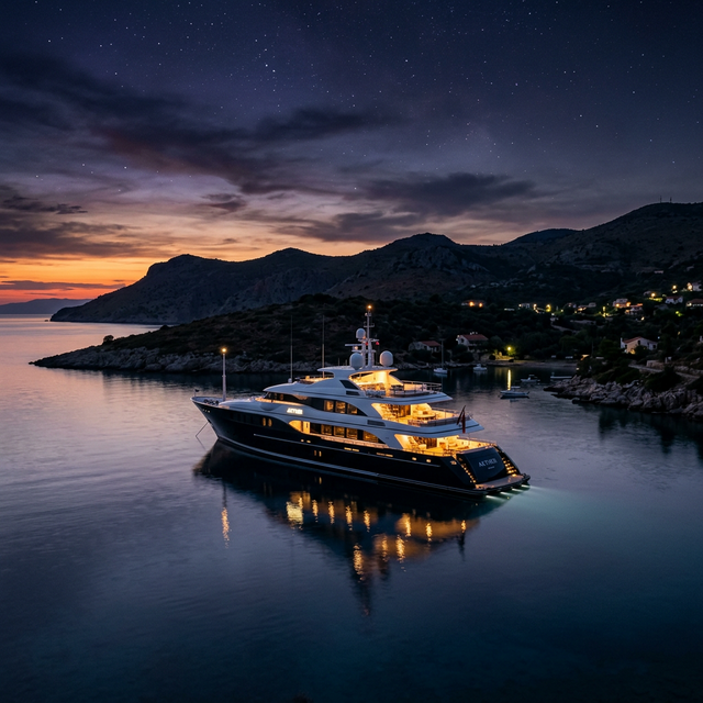 Yacht at night